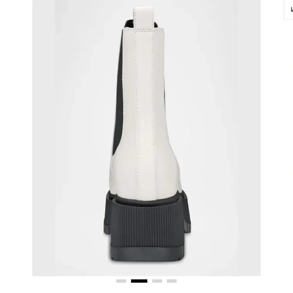 Marc Fisher White Ankle Boots with Black Panels
